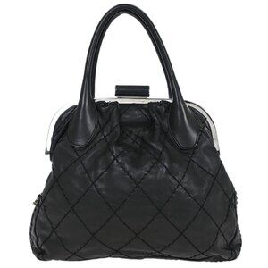 Chanel Black Calfskin Wild Stitch Expandable Zip Around Frame Bag 145570